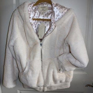 Cream Faux Fur Hooded Jacket